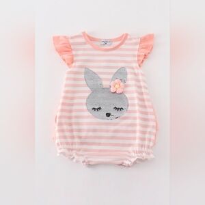 Abby & Evie Boutique Easter Bunny Sequin Embroidered Bubble Romper Size 3T NWOT